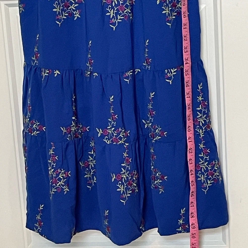 Betsey Johnson 12 Royal Blue Floral Midi Dress with Adjustable Spaghetti Straps - Picture 8 of 16